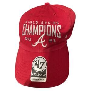 47Brand Red Atlanta Braves World Series Champions 2021 Adjustable Baseball Hat